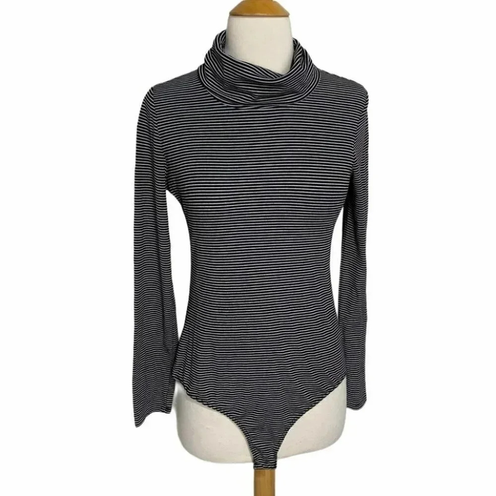 Promesa S black/white stripe long sleeve body suit
